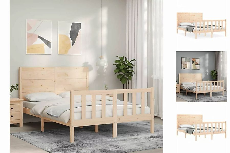 vidaXL Bettgestell Massivholzbett mit Kopfteil 140x200 cm Bett Bettgestell günstig online kaufen
