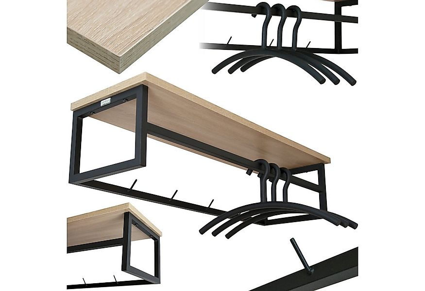holz4home® Wandgarderobe Garderobe MDF Sonoma Eiche I 92x29x22 cm I Kleider günstig online kaufen