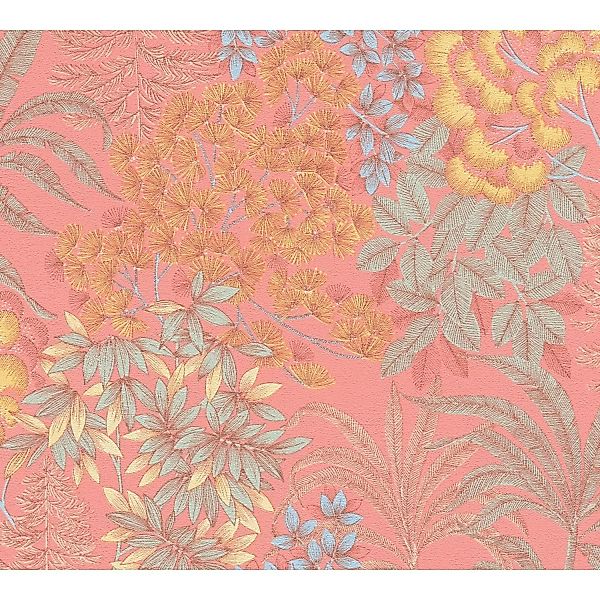 AS-Creation Vliestapete Floral Leicht Glänzend Strukturiert Rosa Blau günstig online kaufen