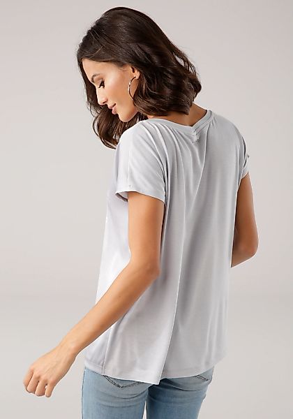 Laura Scott Shirtbluse aus Satin mit dezentem Aufdruck günstig online kaufen