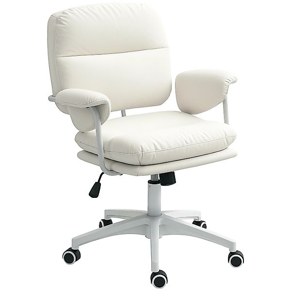 HOMCOM Bürostuhl Kunstleder Schaumstoff Weiß 65L x 64B x 88-98H cm günstig online kaufen