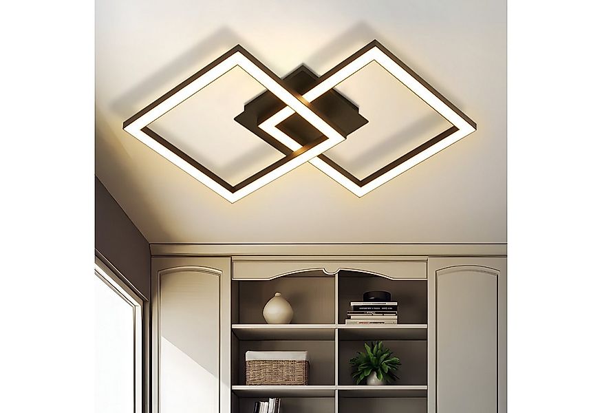 Nettlife LED Deckenleuchte Schwarz Eckig Modern 3000K 24W Geometrisch Decke günstig online kaufen
