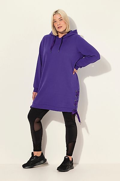 Ulla Popken Sweatshirt Long-Hoodie Satinbänder Kapuze günstig online kaufen