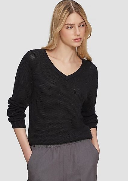 QS Strickpullover Pullover mit Strukturmuster und V-Ausschnitt günstig online kaufen