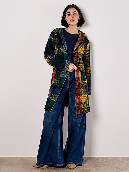 Apricot Wollmantel Cardigan-Jacke mit Kapuze, mit Patchwork-Look günstig online kaufen