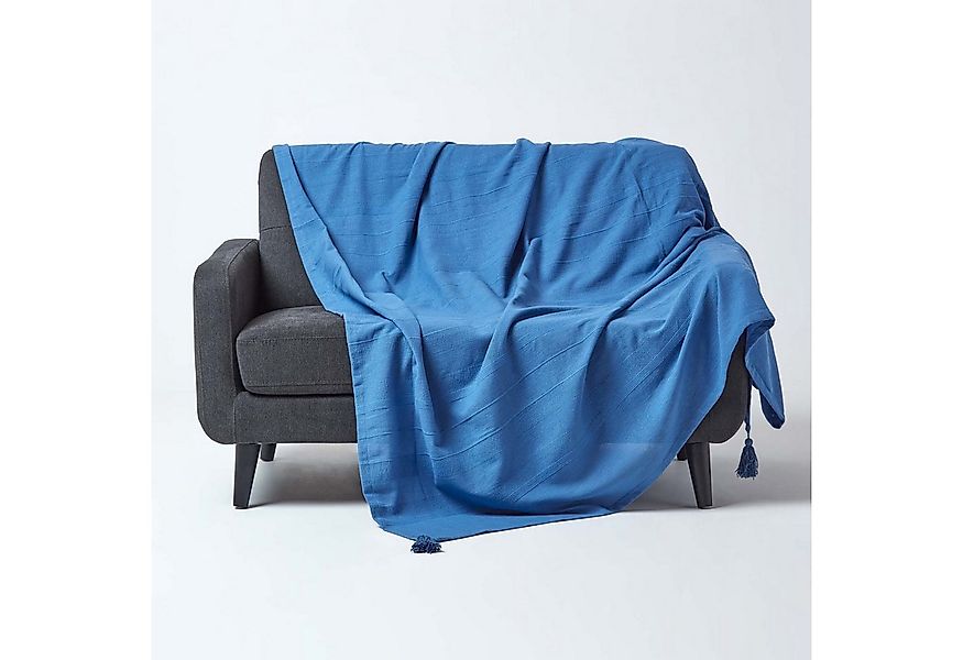 Plaid Tagesdecke Rajput, 100% Baumwolle, blau, 150 x 200 cm, Homescapes günstig online kaufen