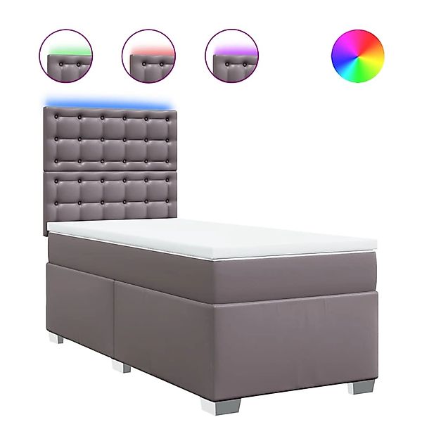 vidaXL Boxspringbett mit Matratze Grau 90x200 cm Kunstleder 3293006 günstig online kaufen