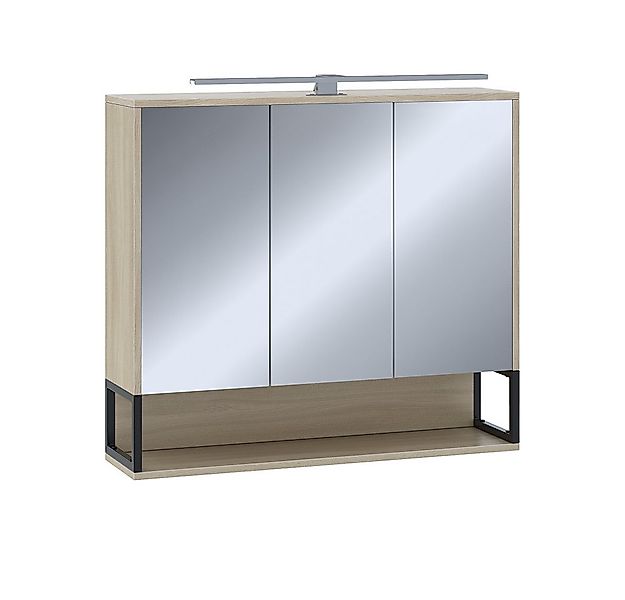 Vicco Badezimmerspiegelschrank Vionna, Eiche/Schwarz, 80 x 71.5 cm mit LED- günstig online kaufen