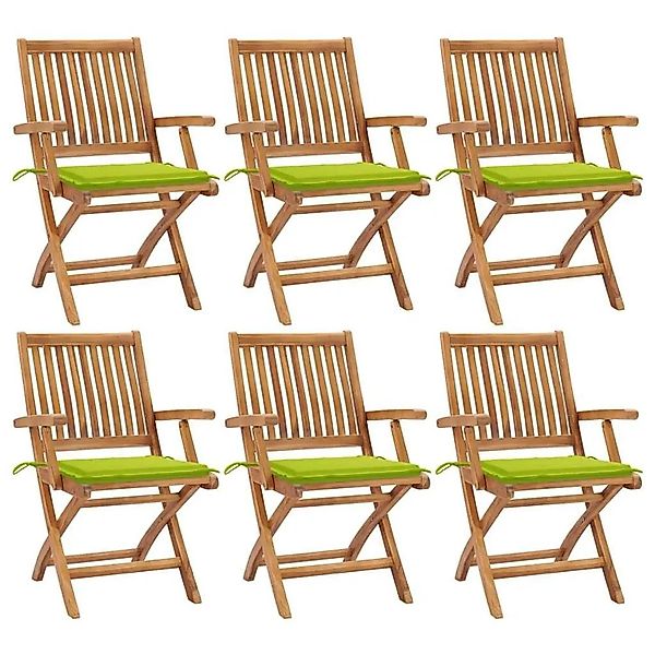 vidaXL Klappbare Gartenstühle mit Kissen 6 Stk Massivholz Teak 3072761 günstig online kaufen