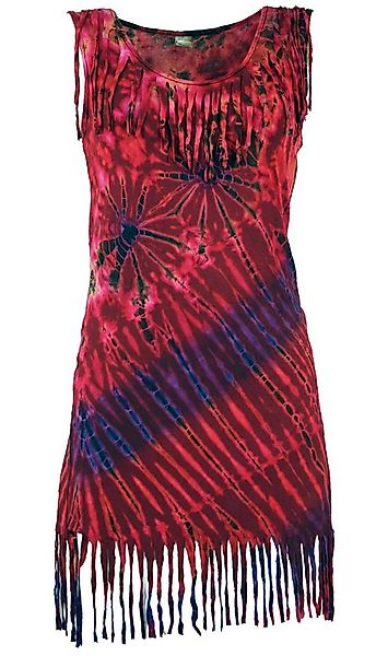 Guru-Shop Midikleid Batik Minikleid, Unikat Boho Fransenkleid - pink altern günstig online kaufen