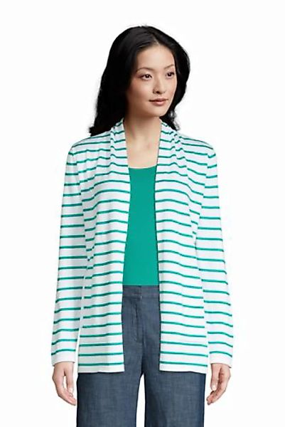 Offener Long-Cardigan mit Streifen, Damen, Größe: L Normal, Grün, Baumwolle günstig online kaufen