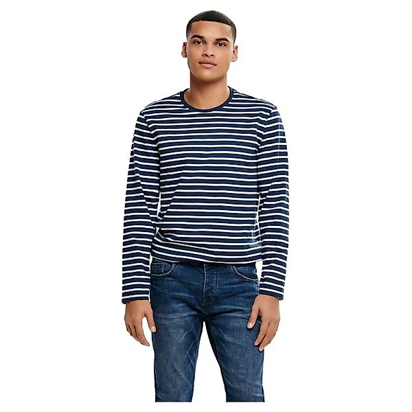 Only & Sons Evan Life Heavy Langarm-t-shirt S Dress Blues / Stripes Cloud günstig online kaufen