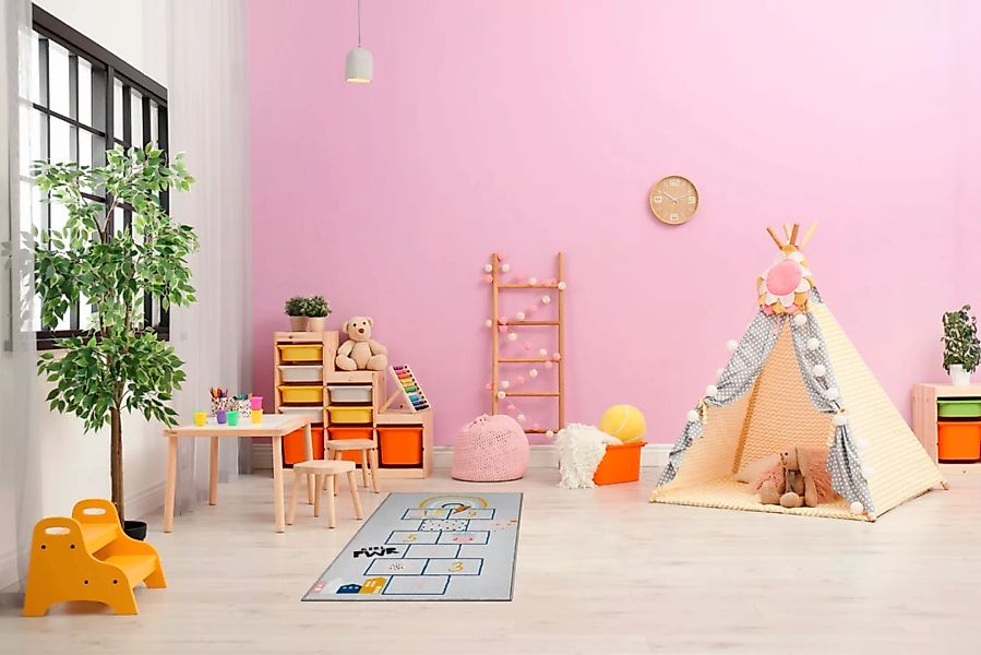 Andiamo Kinderteppich »Hüpfkästchen«, rechteckig, 6 mm Höhe, Kurzflor, Spie günstig online kaufen