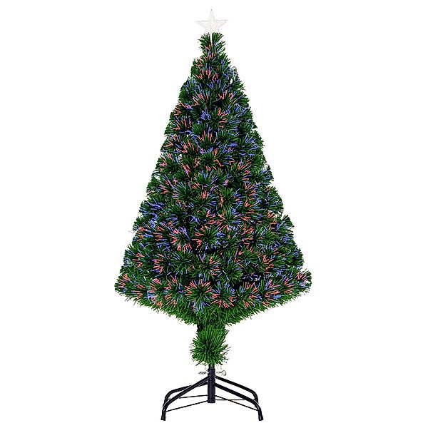 HOMCOM Weihnachtsbaum künstlicher Christbaum 120 cm mit LED Lichtfaser Farb günstig online kaufen