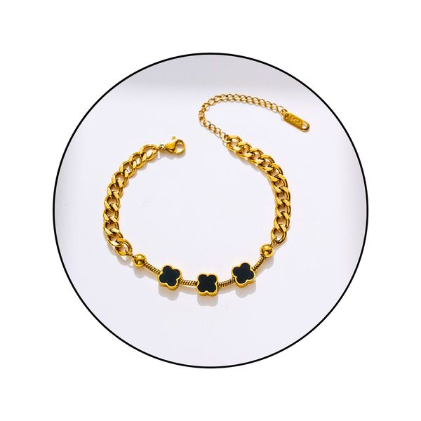 GOLDKLEIN Edelstahlarmband Blumen Perlmutt Edelstahl Panzerarmband günstig online kaufen