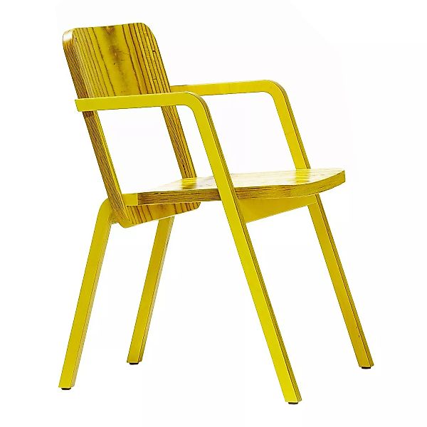 Richard Lampert - Prater Chair Armlehnstuhl - Multiplex gelb/formgefräst/Bx günstig online kaufen
