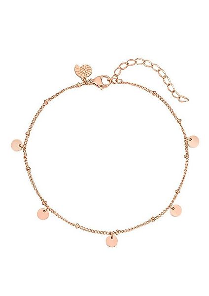 Hey Happiness Fußkette mit Anhänger Plättchen rund, Damen Fußkettchen 18K R günstig online kaufen