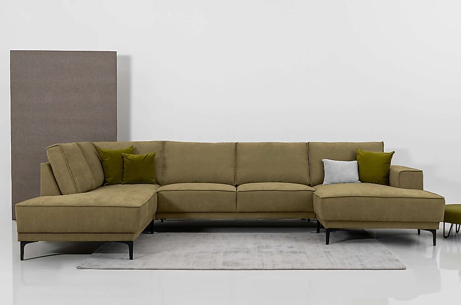Places of Style Wohnlandschaft "XXL Sofa Oland, Struktur, Flachgewebe, Luxu günstig online kaufen