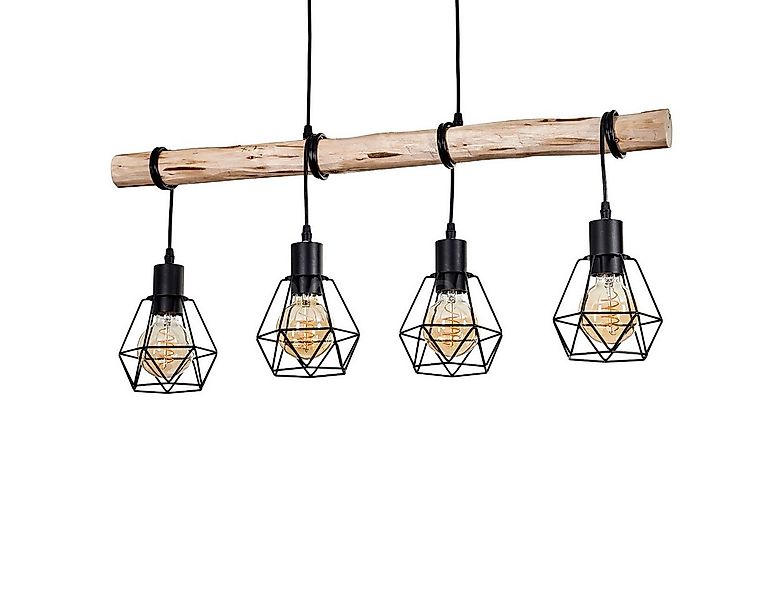 hofstein Hängeleuchte Pendelleuchte aus Metall/Holz in Schwarz/Natur, ohne günstig online kaufen