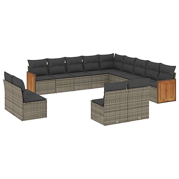 vidaXL 13-Tlg Garten-Sofagarnitur mit Kissen Grau Poly Rattan 3260569 günstig online kaufen