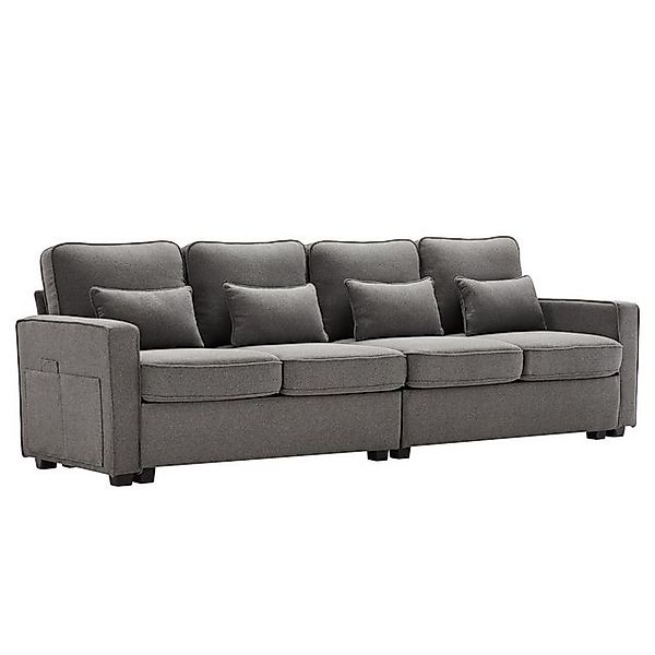 DOPWii 4-Sitzer Sofa aus Leinenstoff,Viersitzer-Sofa mit Armlehnentaschen,4 günstig online kaufen