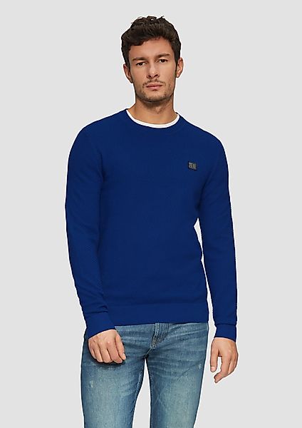 s.Oliver Strickpullover Strukturierter Strickpullover mit Logo-Patch günstig online kaufen