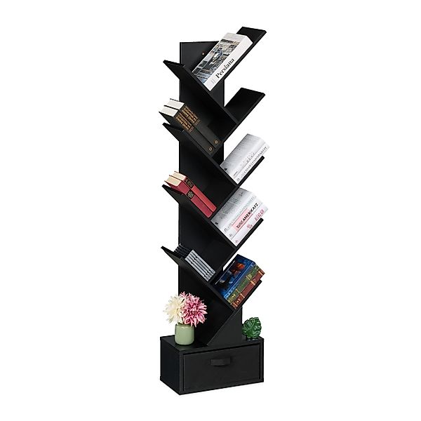 relaxdays Bücherregal in Baumform, Schwarz günstig online kaufen