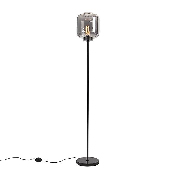 Qazqa Stehlampe Qara, ohne Leuchtmittel, E27, Schwarz, Design, Glas, 1-flam günstig online kaufen