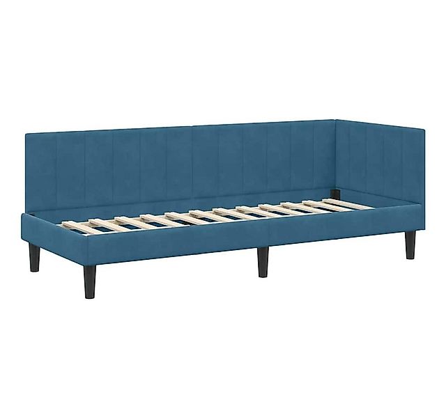 vidaXL Bett Eckbettgestell mit Kopfteil Blau 80 cm x 200 cm Stoff (1-tlg) günstig online kaufen