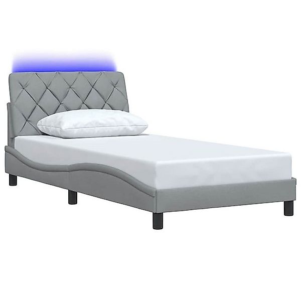 vidaXL Bett Bettgestell mit LED ohne Matratze Hellgrau 100x200 cm Stoff günstig online kaufen