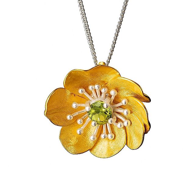 Runde Perlé Kette mit Anhänger Handgefertigte Anemone Blume Halskette 925 S günstig online kaufen