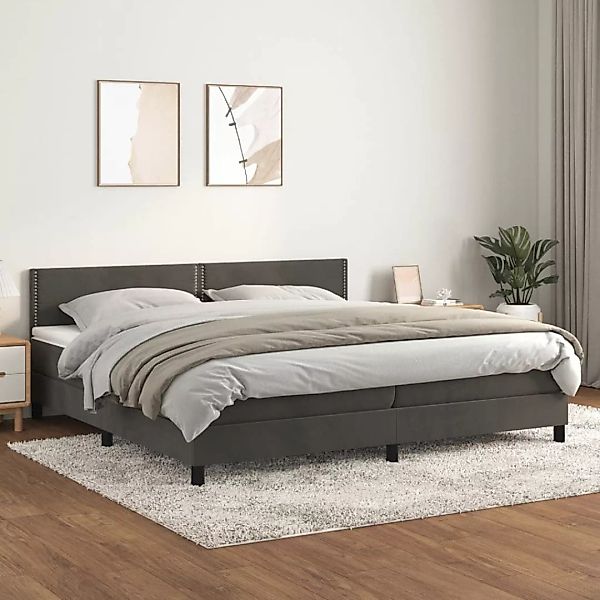 Vidaxl Boxspringbett Mit Matratze Dunkelgrau 200x200 Cm Samt günstig online kaufen