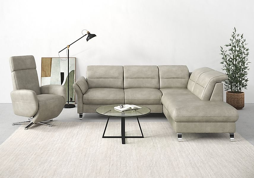 sit&more Ecksofa »Grenoble L-Form mit Federkern« wahlweise mit Bettfunktion günstig online kaufen