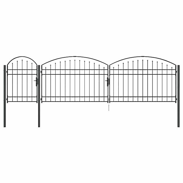 vidaXL Gartentor mit Gewölbtem Oberteil Grau 500 x 100 cm Stahl 42008959 günstig online kaufen