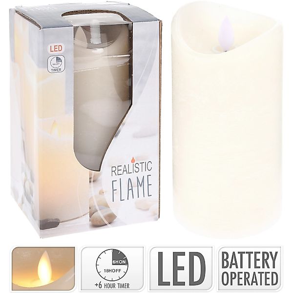 LED-Kerze mit integriertem Timer und schwingender Flamme Elfenbein 15x7,5x7 günstig online kaufen
