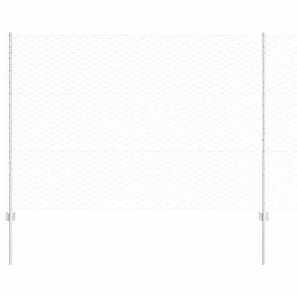 vidaXL Zaun mit Pfosten Silber 1,5 x 10 m Stahl 3336977 günstig online kaufen