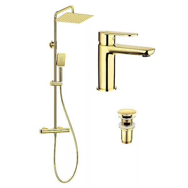 Badezimmer Armaturen Set 3 tlg. DEANTE-30 in gold günstig online kaufen