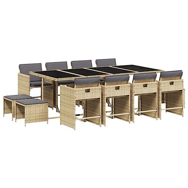 vidaXL 13-Tlg Garten-Essgruppe mit Kissen Beigemischung Poly Rattan 3211164 günstig online kaufen