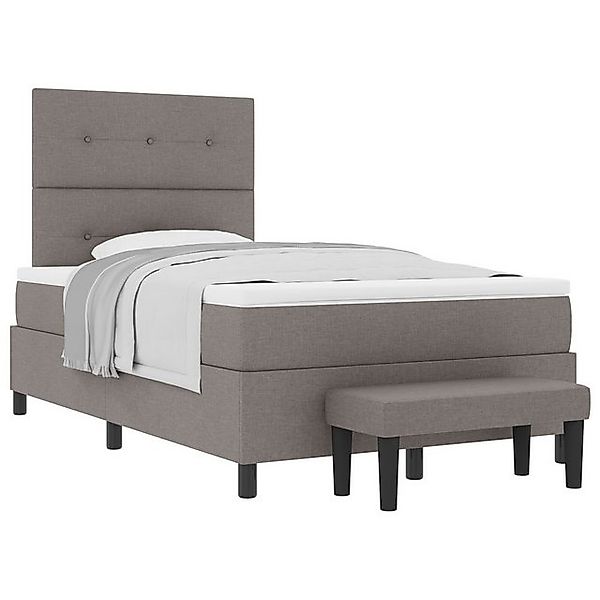 vidaXL Bett Boxspringbett mit Matratze & Bank Grau 120x190 cm Stoff (2-tlg) günstig online kaufen