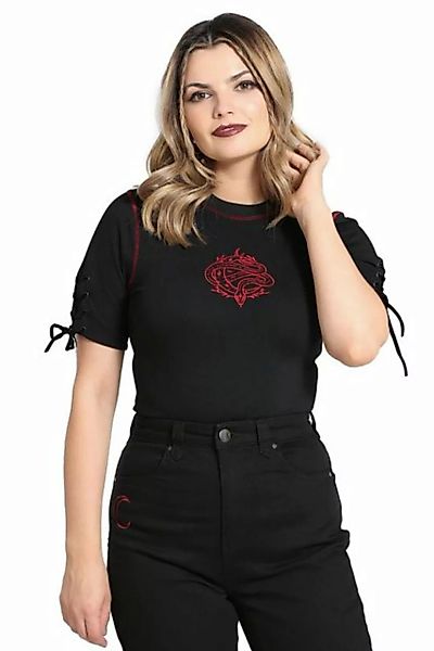 Hell Bunny Shirttop Tallulah Schwarz Gothic Shirt Schlange Mondsichel Obert günstig online kaufen