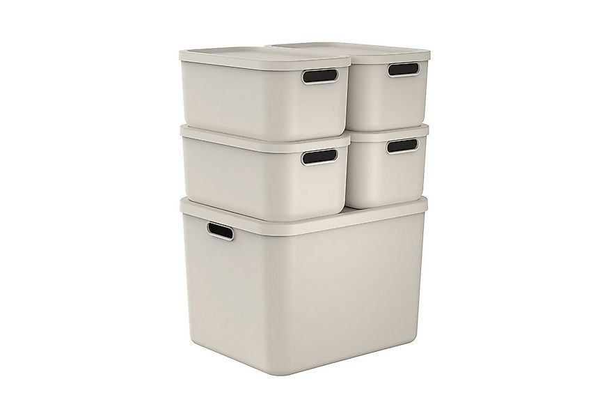 ROTHO Stapelbox Albula Light Set 5tlg. 4x 12l und 55l Aufbewahrungsboxen mi günstig online kaufen