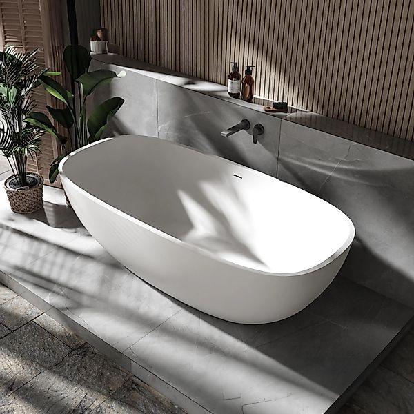 Bernstein Freistehende Badewanne OCEAN STONE Mineralguss Weiß Matt 180x87 günstig online kaufen