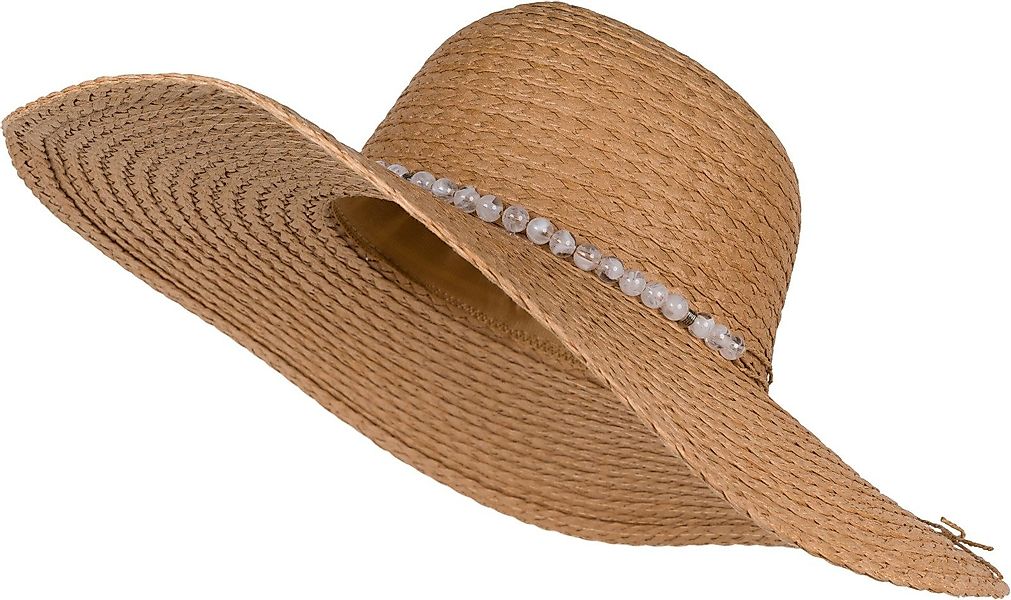 styleBREAKER Sonnenhut Papierstroh Sonnenhut Perlen Hutband günstig online kaufen
