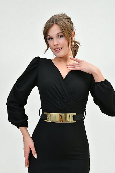 WOMAN VISION Minikleid Kurzärmeliges Midikleid mit Schlitz günstig online kaufen