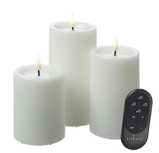 UNIQUE candles LED-Kerze Kerzenset UNIQUE Rustik-Optik 3 Größen mit Batteri günstig online kaufen