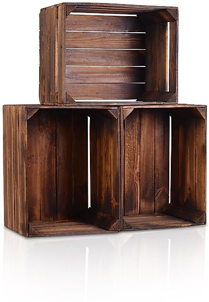 CHICCIE Holzkiste Regale Dunkel Geflammt 50x40x30cm günstig online kaufen
