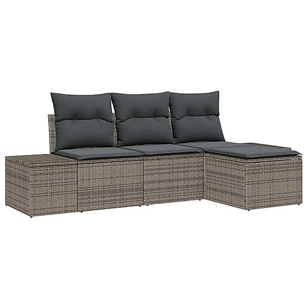 vidaXL Garten-Sofa-Set 4-Tlg Grau Poly Rattan 3347009 günstig online kaufen