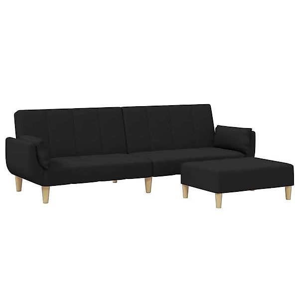 vidaXL Schlafsofa 2-Sitzer mit Fußhocker Schwarz Stoff 3258143 günstig online kaufen