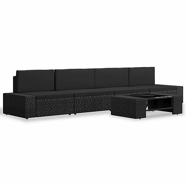 5-tlg. Garten-lounge-set Poly Rattan Schwarz günstig online kaufen