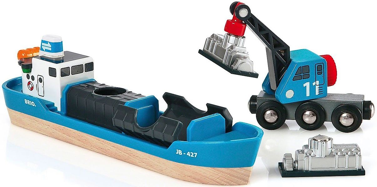 BRIO® Spielzeugeisenbahn-Erweiterung BRIO® WORLD, Containerschiff mit Kranw günstig online kaufen